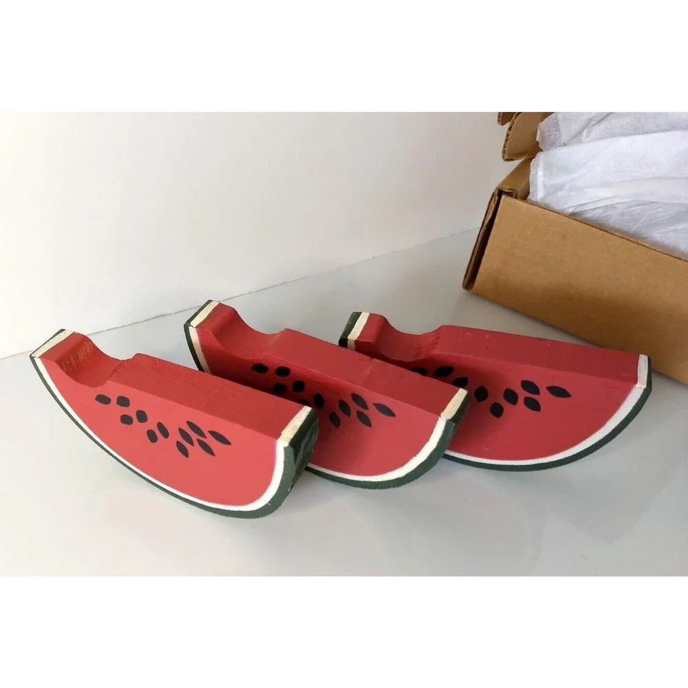 Wooden WATERMELON Slices Hanging Wall Decor Vintage HomeCo Summer Farmhouse‎ NEW